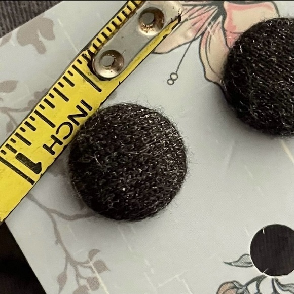 Vintage Inspired Black & white polka dot fabric stud earrings with ✮ 🅑🅞🅝🅤🅢 ✮ - Picture 5 of 10